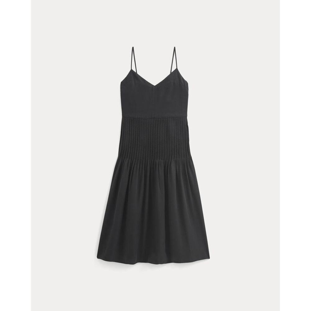 Everlane Women's Pleated Slip Dress in Butterlite in Black, Size 4